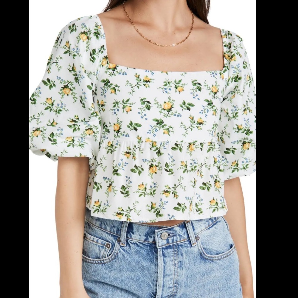 FAITHFULL THE BRAND - Quincy Cropped Floral-Print Cotton-Poplin Top